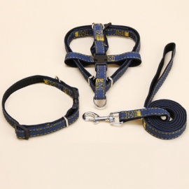 Comfort breathable dog collar pet harness waterproof denim Dog collar leash and harness set 